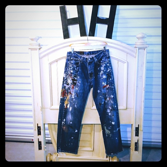 polo paint splatter jeans